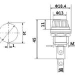 Zekering houder 6x32mm inbouw zwart afmetingen