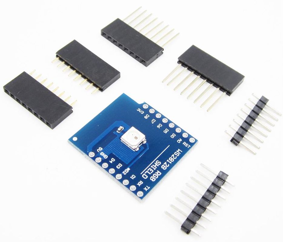 WEMOS D1 mini RGB WS2812B Shield met header pins