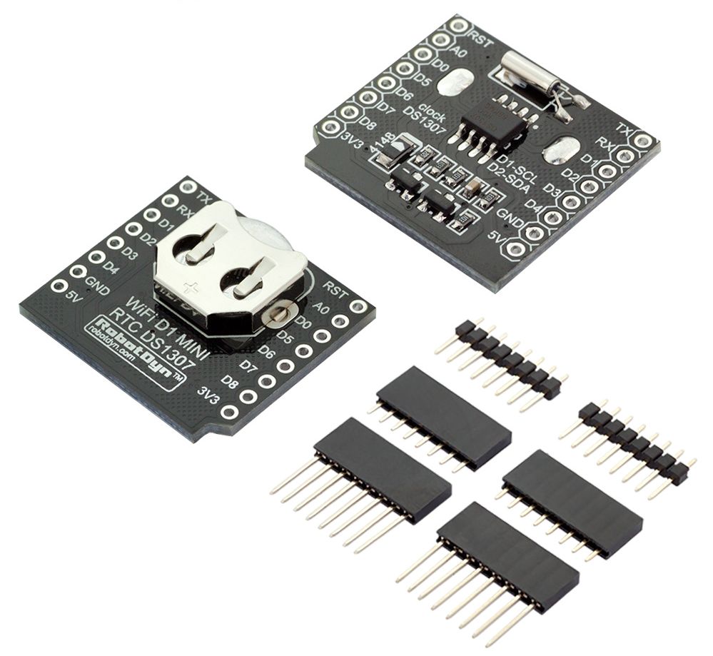 WEMOS D1 mini RTC DS1307 Shield met header pins