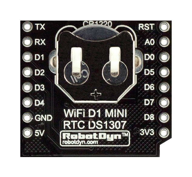 WEMOS D1 mini RTC DS1307 Shield onderkant