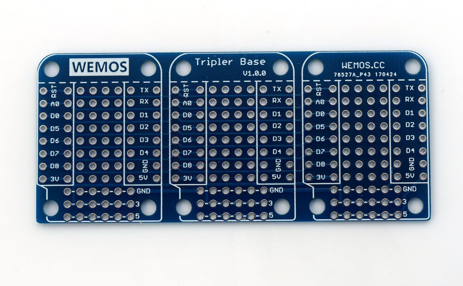 WEMOS D1 mini Triple Base Shield bovenkant