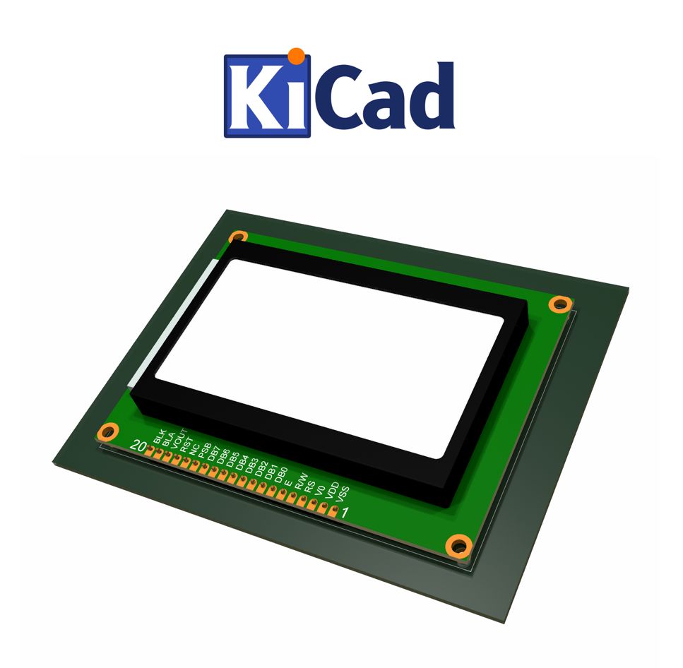 Display LCD 12864 128x64 pixels module ST7920 KiCad 6+