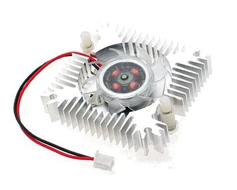 Heatsink 55×55 aluminium met ventilator 12VDC 0.1A 2-pins