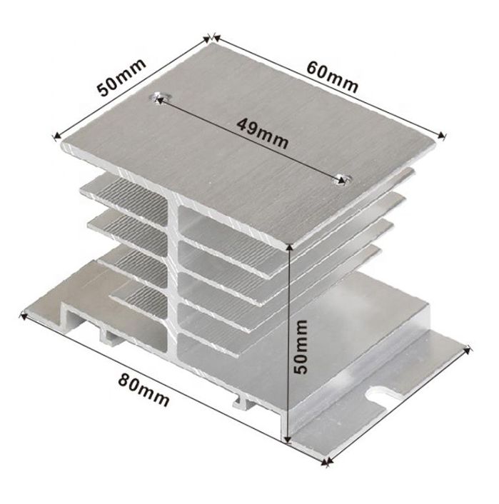 Relais Solid State SSR heatsink aluminium afmetingen