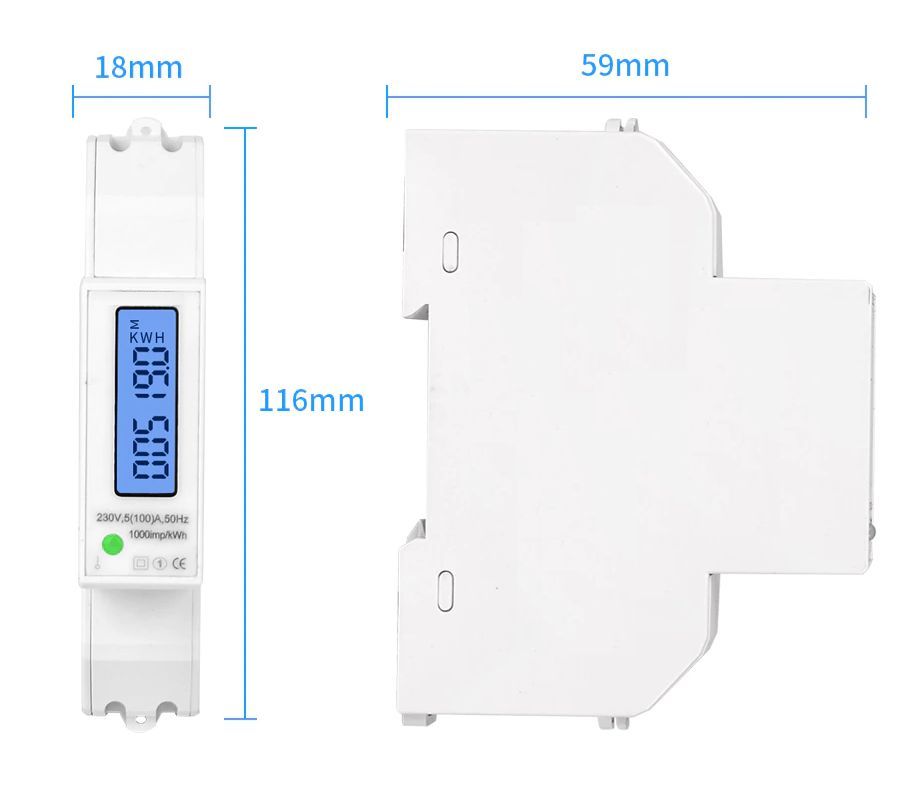 KWh meter DDS519MR afmetingen