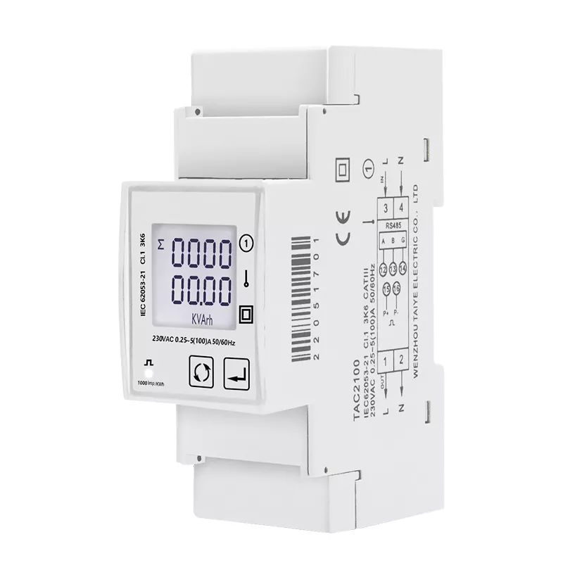 KWh meter 100A digitaal LCD display puls uitgang Modbus RS485 RTU DIN rail TAC2100