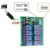 Modbus RS485 Relais module 12V, 8x250V10A NO-NC R4D8A08 pinout