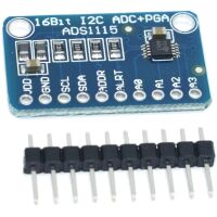 ADC 16-bit 4 kanalen I2C (ADS1115) bovenkant schuin met header pins