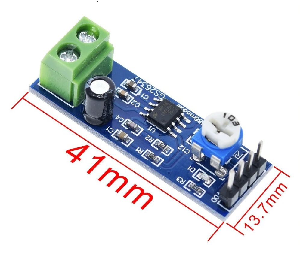 Audio versterker module 20x versterking met volumeregeling 5-12V LM386 afmetingen