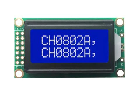 Display LCD 0802 8x2 karakters module wit op blauw SPLC780D interface 03