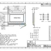 Display LCD 12864-06D 128x64 pixels module ST7565R (zwart op wit) afmetingen