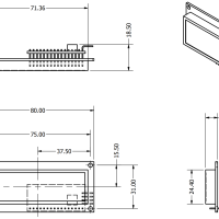 Display LCD 1602 16x2 karakters module met I2C interface afmetingen