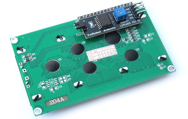 Display LCD 20x4 karakters module (wit op blauw) met I2C interface achterkant