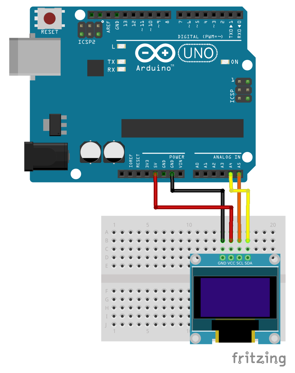 Display OLED 128x64 I2C arduino schema