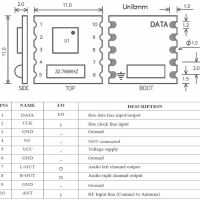 FM Stereo Radio Module I2C TEA5767 RRD-102BC afmetingen en pinout