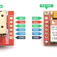 GSM GPRS Module Quad band Serial UART met PCB en draad antenne SIM800L rood pinout