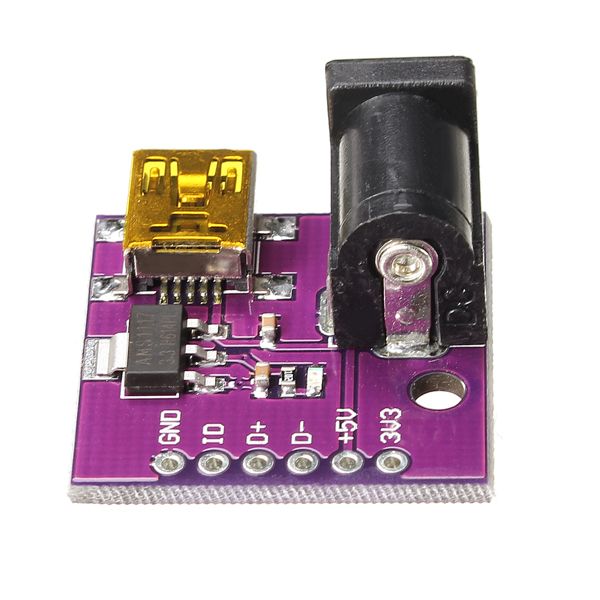 Mini USB Interface en voeding module met DC power socket achterkant