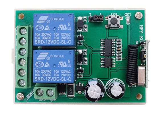 RF 433MHz Relais module 12V 2x250V-10A NO-NC met afstandsbediening A-B 02