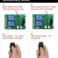 RF 433MHz Relais module 12V 2x250V-10A NO-NC met afstandsbediening A-B handleiding 02