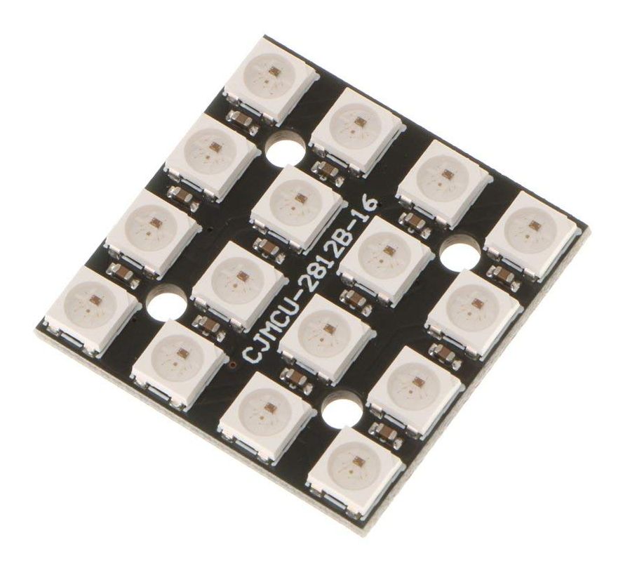 RGB LED module 16-bit 4×4 vierkant 30x30mm met WS2812 chip (NeoPixel)