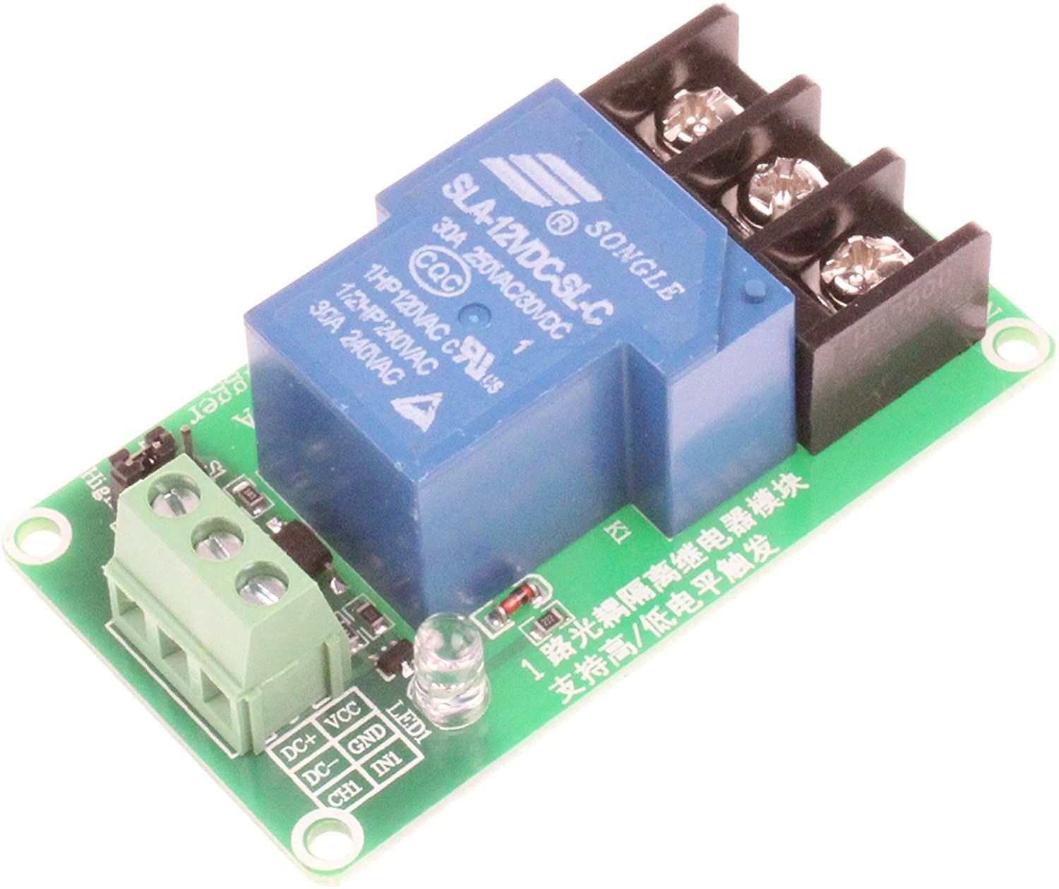 Relais module 12V, 1x250V/30A NO/NC met low level trigger (alt2)