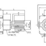 Rotary encoder met drukknop 15mm met knurled shaft (EC11) afmetingen