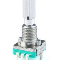 Rotary encoder met drukknop 20mm geribbelde as schroefdraad EC11 groen