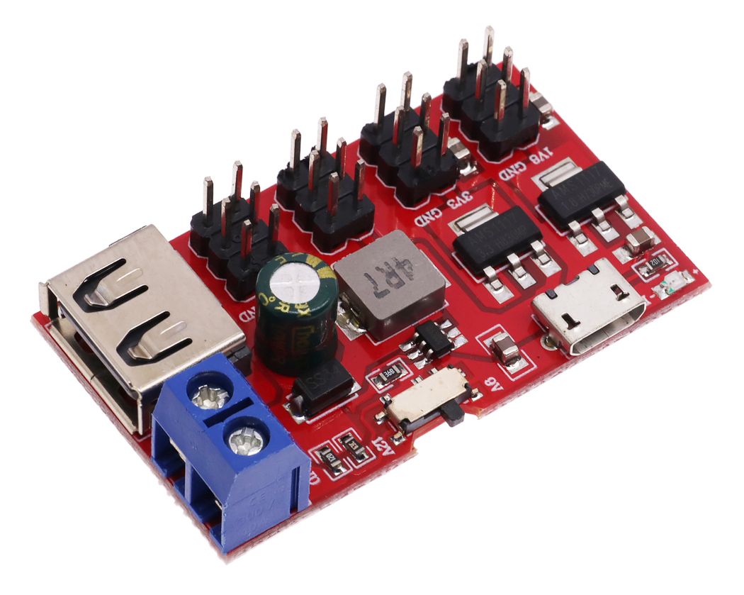 Spanningsregelaar breakout module DC-DC USB-micro naar USB-A 5V 3.3V 1.8V 9V 12V