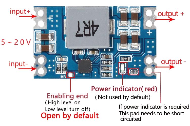 Spanningsregelaar module step-down DC-DC mini560 pinout