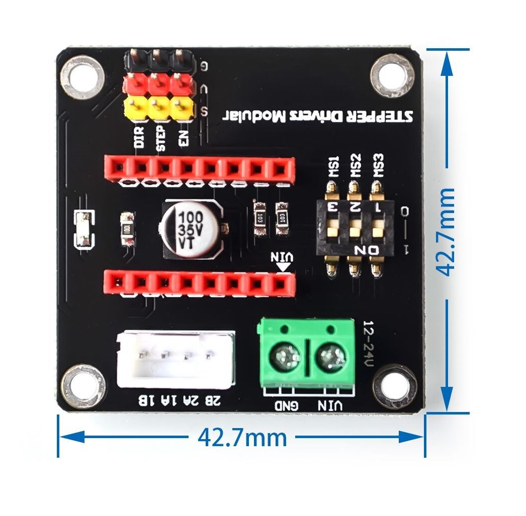 Stappenmotor aansturingsmodule A4988 DRV8825 uitbreidingskaart zwart afmetingen
