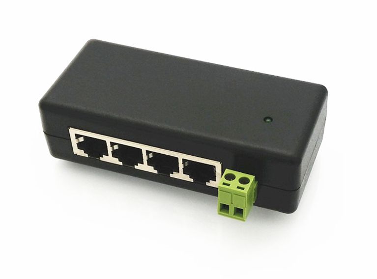 Ethernet LAN PoE injector 9-48V DC met 4 poorten 03