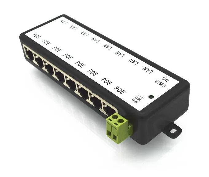 Ethernet LAN PoE injector 9-48V DC met 8 poorten 02