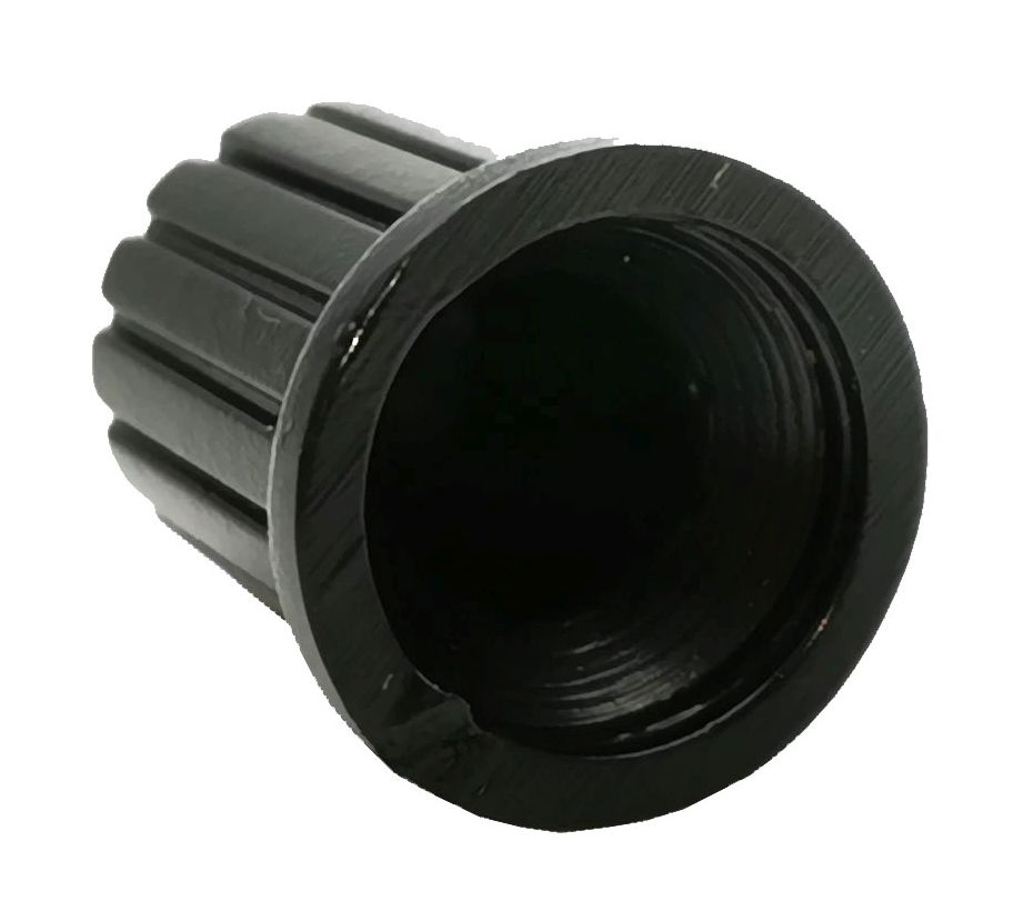 Draaiknop 14x12mm zwart voor geribbelde as 6mm 02