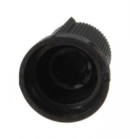 Draaiknop met 6mm gat geribbeld (zwart-blauw) onderkant