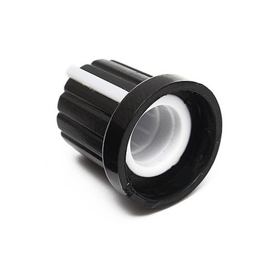 Draaiknop zwart geribbeld met 6mm gat (HW04-1) 01