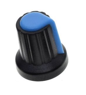 Draaiknop voor geribbelde as 6mm AG2 zwart-blauw