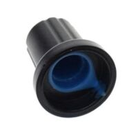 Potmeter knop met 6mm gat geribbeld blauw (AG2) onderkant