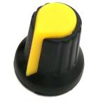 Draaiknop voor geribbelde as 6mm AG2 zwart-geel