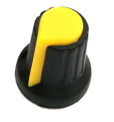 Draaiknop voor geribbelde as 6mm AG2 zwart-geel