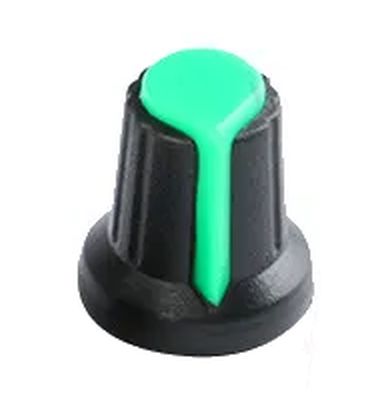 Draaiknop voor geribbelde as 6mm AG2 zwart-groen