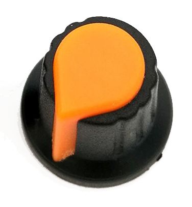 Draaiknop voor geribbelde as 6mm AG2 zwart-oranje