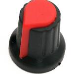 Draaiknop voor geribbelde as 6mm AG2 zwart-rood