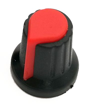 Draaiknop voor geribbelde as 6mm AG2 zwart-rood