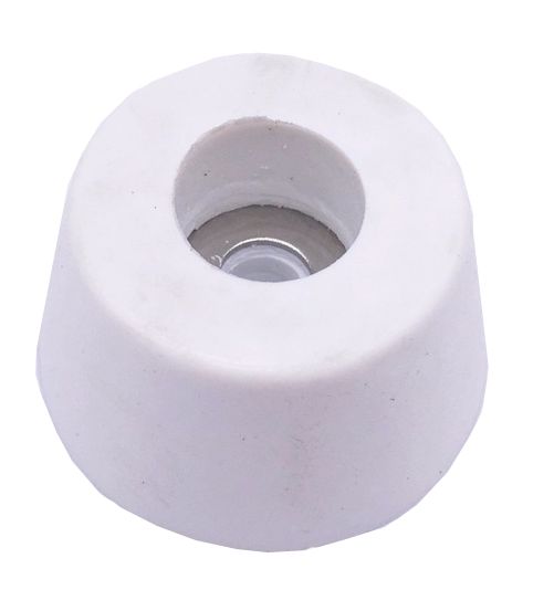 Voet Stootdop Bumper met metalen ring rond d=14mm x h=9mm rubber wit