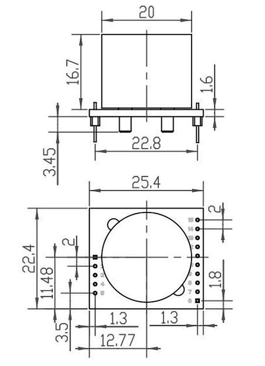 CO Koolstofmonoxide sensor ZE15-CO ME2-CO afmetingen