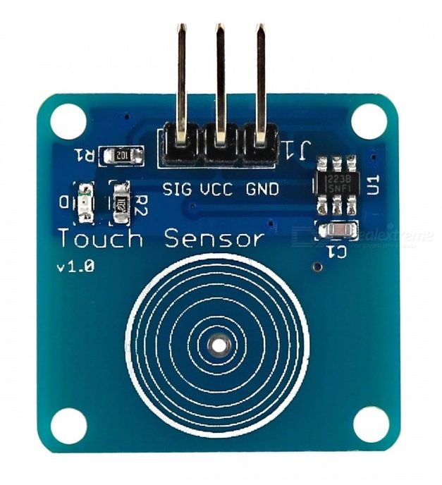 Capacitive Touch Sensor module 1 knop groot blauw (TTP223) bovenkant