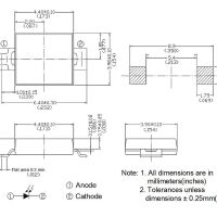 Fotodiode sensor rechthoek helder transparant SMD SGPD30C afmetingen