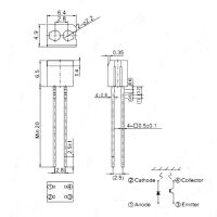 Infrarood reflectie sensor RPR-220 afmetingen