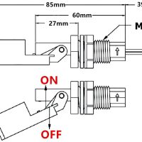 Waterniveau schakelaar vlotter horizontaal M12 kunststof zwart afmetingen