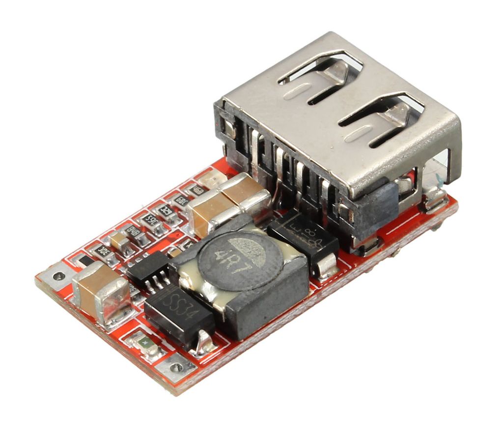 Spanningsregelaar module DC-DC step-down 6-24V naar 5V 3A USB-A